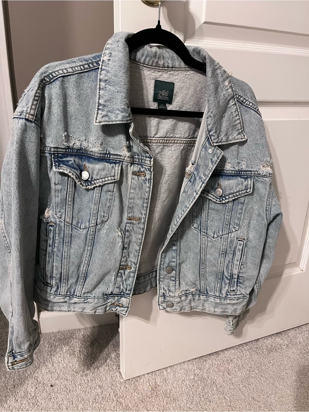 wild fable Light Wash Distressed Denim Jean Jacket - Light Blue